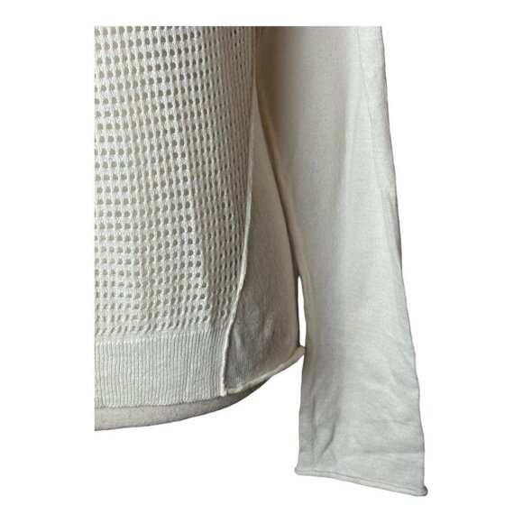 Converse One Star Ivory Mesh Front Cotton Lightweight Long Sleeve Knit Sweater S - Picture 6 of 11